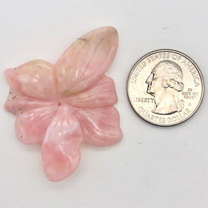 Hand Carved Pink Peruvian Opal Flower Semi Precious Stone Bead | 28.7cts | - PremiumBead Alternate Image 6