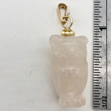Load image into Gallery viewer, Rose Quartz Owl Pendant Necklace | Semi Precious Stone Jewelry | 14k gf Pendant| - PremiumBead Alternate Image 3
