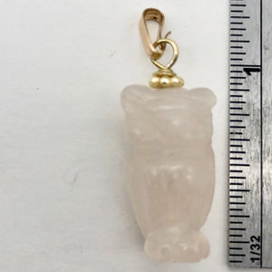 Rose Quartz Owl Pendant Necklace | Semi Precious Stone Jewelry | 14k gf Pendant| - PremiumBead Alternate Image 3