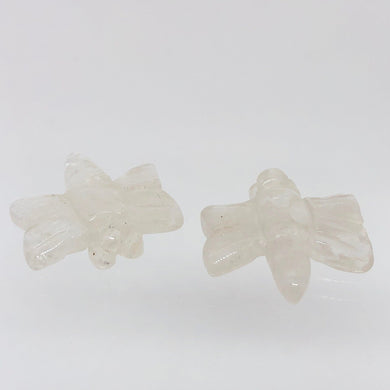 Carved Quartz Dragonfly Animal Beads | 20.5x18.5x5mm | Clear - PremiumBead Primary Image 1