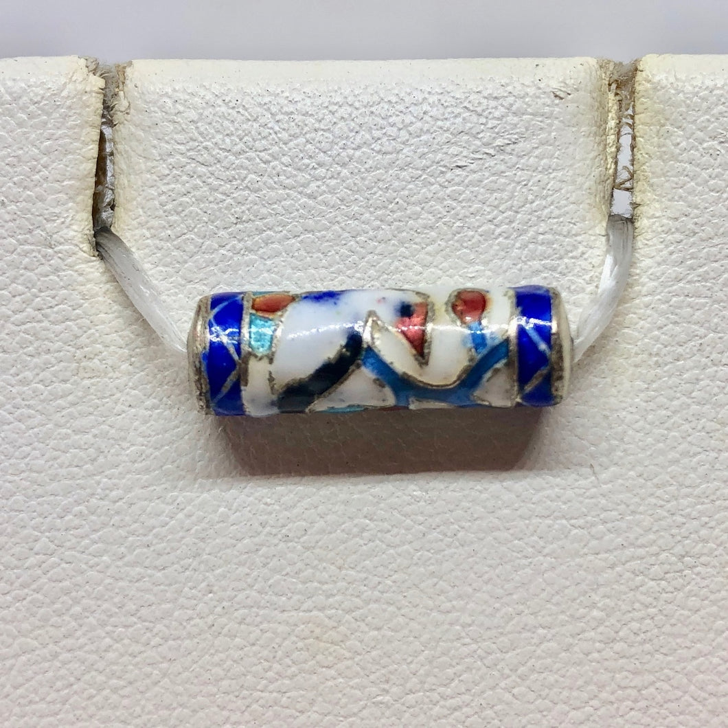 2 Cloisonne 19mm Tube Beads - Enameled Swan 10712 - PremiumBead Primary Image 1