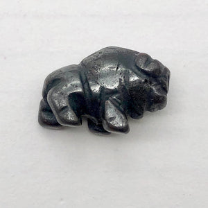 Stability Hematite Bison / Buffalo Figurine Worry Stone | 21x14x8mm | Silver Black
