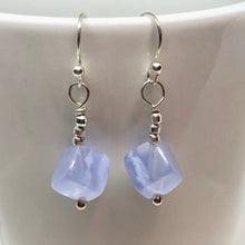 Load image into Gallery viewer, Blue Chalcedony Cubes and Sterling Silver Earrings 309231A - PremiumBead Alternate Image 3
