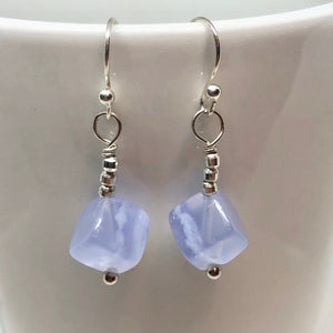 Blue Chalcedony Cubes and Sterling Silver Earrings 309231A - PremiumBead Alternate Image 3