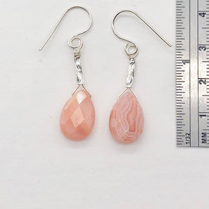 Botswana Sterling Silver Faceted Briolette Earrings | 1 1/2" Long | Peach |