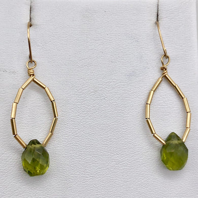 Natural Green Peridot Briolette &14k Earrings 200867 - PremiumBead Primary Image 1