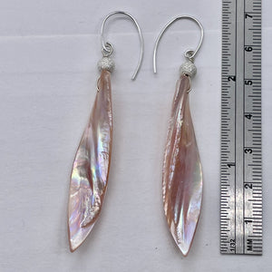 Designer Pink Mussel Shell & Sterling Silver Earrings | 2 3/4" Long |