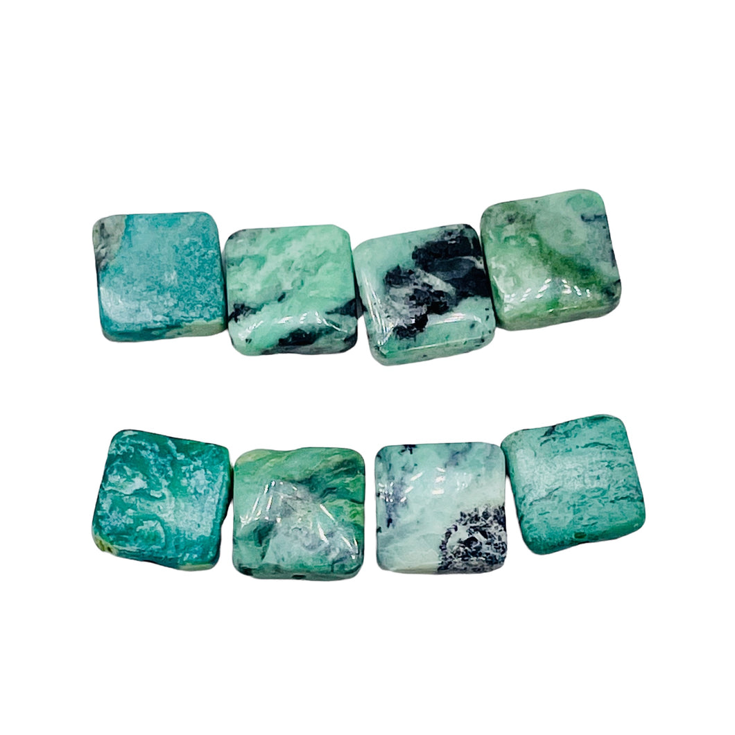 4 Beads of Mojito Mint Green Turquoise Square Coin Beads 7412C