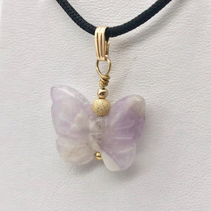 Flutter Carved Light Purple Amethyst Butterfly 14K Gold Filled Pendant 509256AMG - PremiumBead Primary Image 1