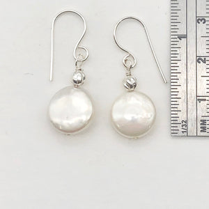 Creamy White Coin FW Pearl Drop/Dangle Earrings | 1 1/4" Long | White | 1 Pair |