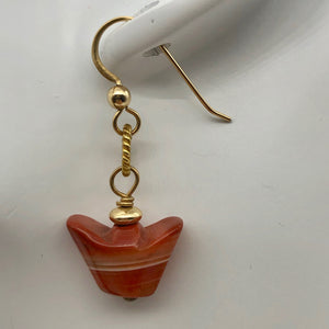 14Kgf Chinese Money Symbol Red Sardonyx Earrings 503176 - PremiumBead Alternate Image 10