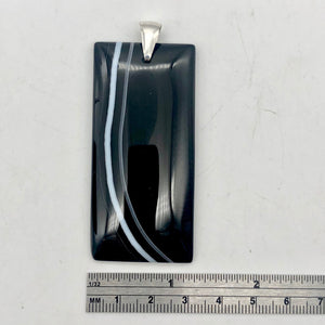 Sardonyx Agate & Sterling Silver Pendant | 65x30x5mm | Black | Rectangle | - PremiumBead Alternate Image 7