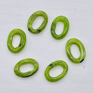 2 Picture Frame Nephrite Jade 18x13mm Oval Beads 009387