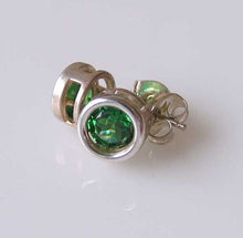 Load image into Gallery viewer, May Birthstone! Round 5mm Created Green Emerald Sterling Silver Stud Earrings - PremiumBead Alternate Image 3
