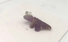 Load and play video in Gallery viewer, Carved Amethyst Alligator Sterling Silver Pendant | 1 1/4 inch long | Purple |
