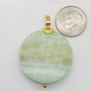 Hemimorphite14K Gold Filled Disc Dangle Pendant | 1 3/4" Long | Aqua/Lemon |