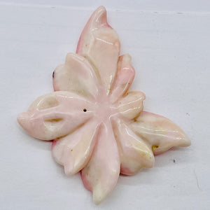 Peruvian Opal Flower Pendant | 40x50x7mm | Pink White | 1 Bead