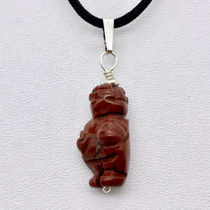 Brecciated Jasper Goddess of Willendorf Sterling Silver Pendant|1.38" Long| Red - PremiumBead Alternate Image 6