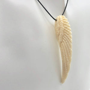 Water Buffalo Bone Carved Angel Wing Pendant Bead | 58.5x16x6mm | Bone | 10841 | 58.5x16x6mm | Cream - PremiumBead Alternate Image 4