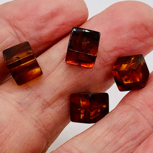 Amber Cube | 8x8mm | Red | 4 Bead