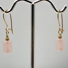 Load image into Gallery viewer, Madagascar Rose Quartz Tube Bead 14k Gold Filled Semi Precious Stone Earrings - PremiumBead Alternate Image 5
