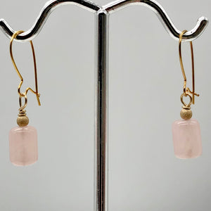 Madagascar Rose Quartz Tube Bead 14k Gold Filled Semi Precious Stone Earrings - PremiumBead Alternate Image 5