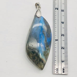 Labradorite Sterling Silver Natural | 1 1/2" Long | Blue | 1 Pendant |