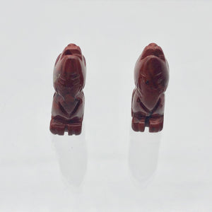 New Moon 2 Carved Red Jasper Wolf Coyote Beads | 21x11x8mm | Red - PremiumBead Alternate Image 3