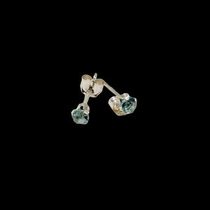 March Birthstone 3mm Created Aquamarine Sterling Silver Earrings