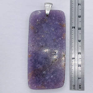 Natural Purple Lepidolite Large Rectangular Sterling Silver Pendant | 2 3/4" |