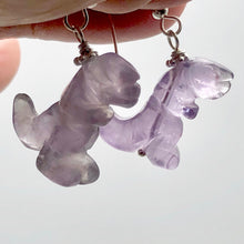 Load image into Gallery viewer, Amethyst Tyrannosaurus Rex Sterling Silver Drop Earrings| 1.5&quot; Long | Purple |
