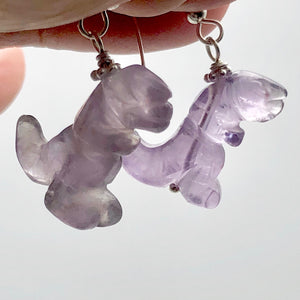 Amethyst Tyrannosaurus Rex Sterling Silver Drop Earrings| 1.5" Long | Purple |