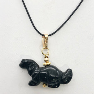 Obsidian Diplodocus Dinosaur with 14K Gold-Filled Pendant 509259OBG - PremiumBead Primary Image 1