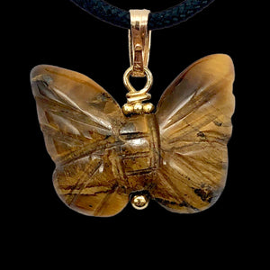 Tiger Eye Butterfly Pendant Necklace|Semi Precious Stone Jewelry |14k gf Pendant