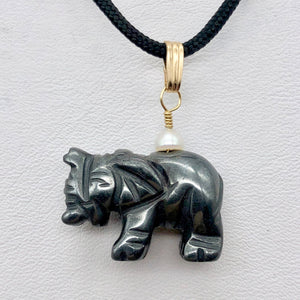 Wild Hematite Elephant 14Kgf Pendant | 21x16x8mm | Black | 1 5/8" long | - PremiumBead Alternate Image 2