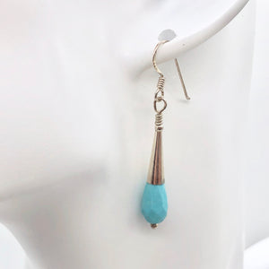 Natural Blue Turquoise and Silver Earrings |Turquoise|1.75" (long)| 307404 - PremiumBead Alternate Image 4