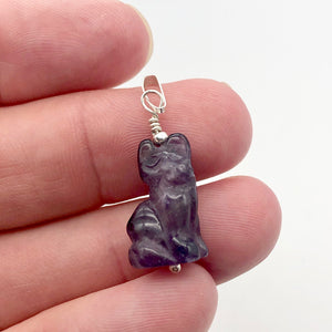 Adorable! Amethyst Cat Sterling Silver Pendant