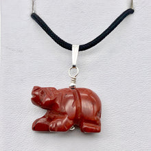 Load image into Gallery viewer, Natural Braciated Jasper Bear Sterling Silver Pendant | 13x18x9mm | Dark Brick Red - PremiumBead Alternate Image 6
