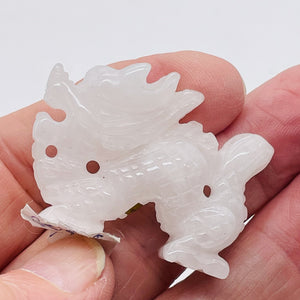 White Jade Standing Dragon Carving | 44x33x11mm | White | 1 Figurine |