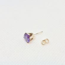 Load image into Gallery viewer, February 7mm Lab Amethyst &amp; Sterling Silver Earrings 9780B - PremiumBead Primary Image 1
