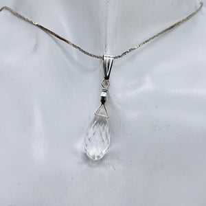 Quartz Sterling Silver Facetted Briolette | 1 1/2" Long | Clear | 1 Pendant |