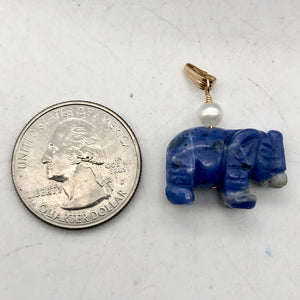 Wild Hand Carved Sodalite Elephant 14 Kgf Pendant |21x16x8mm| Blue| 1 1/4" long| - PremiumBead Alternate Image 5