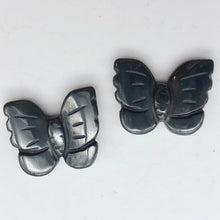 Load image into Gallery viewer, Iron Butterfly 2 Hand Carved Hematite Butterfly Beads | 21x18x5mm | Silver black - PremiumBead Alternate Image 9
