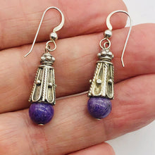 Load image into Gallery viewer, Sugilite Sterling Silver Drop Earrings | 1 1/2&quot; Long | Purple | 1 Pair |
