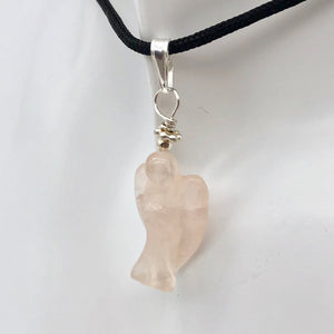 On the Wings of Angels Rose Quartz Sterling Silver 1.5" Long Pendant 509284RQS - PremiumBead Primary Image 1