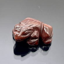 Load image into Gallery viewer, Stone Charming Carved Brecciated Jasper Frog Figurine | 22x12.5x9mm | Red
