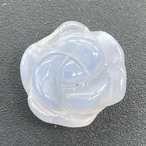 Hand Carved 1 Blue Lace Agate Rose Flower Bead 10213