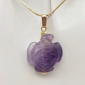 Majestic Hand Carved Amethyst Sea Turtle and 14K Gold Filled Pendant 509276AMD - PremiumBead Alternate Image 2