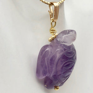 Amethyst Sea Turtle Pendant Necklace|Semi Precious Stone Jewelry|14k Pendant - PremiumBead Alternate Image 8