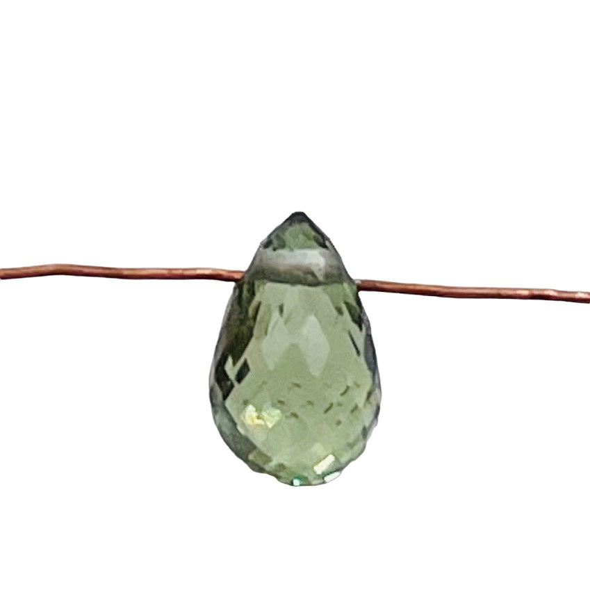 1 Natural Moss Green Sapphire Briolette Bead (6x4.5mm to 8x7mm)9667Al